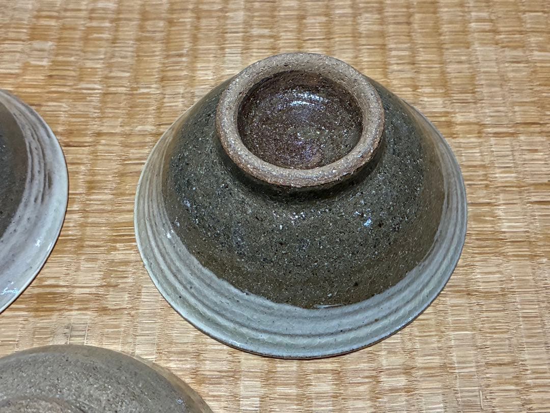 茶道具 刷毛目 茶碗 陶器 渦巻き模様 三点 まとめて
