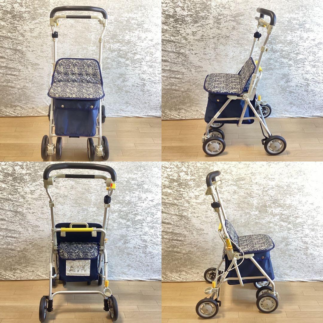 座れるシルバーカー ウィズワン ライトミニM 耐荷重100kgバッグ収納12kg
