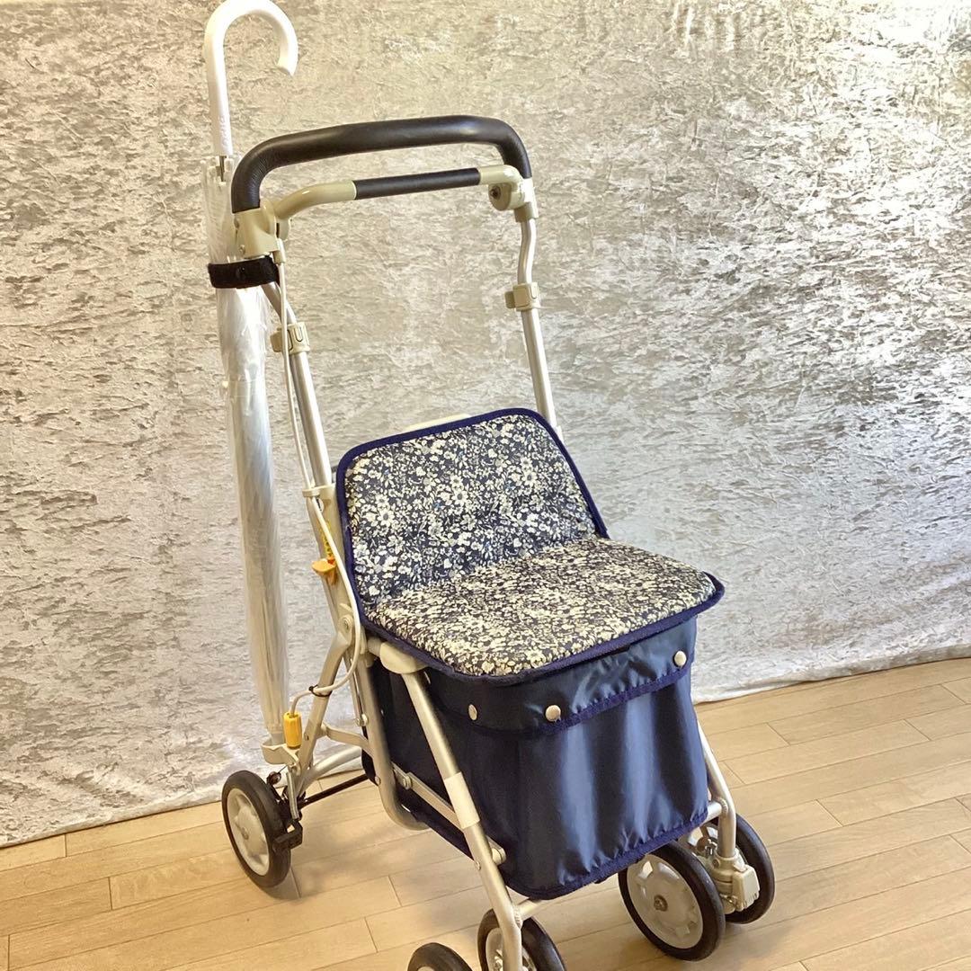 座れるシルバーカー ウィズワン ライトミニM 耐荷重100kgバッグ収納12kg