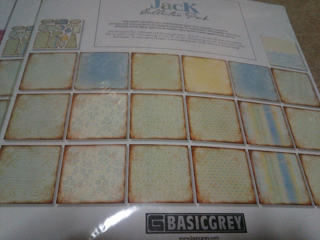 スクラップブッキング柄ペーパー6バックまとめて12＃BASICGray