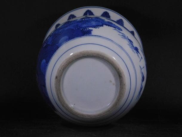 【茶道具　祥瑞砂金袋形　釣舟山水図　時代水指／中国古玩　古伊万里】