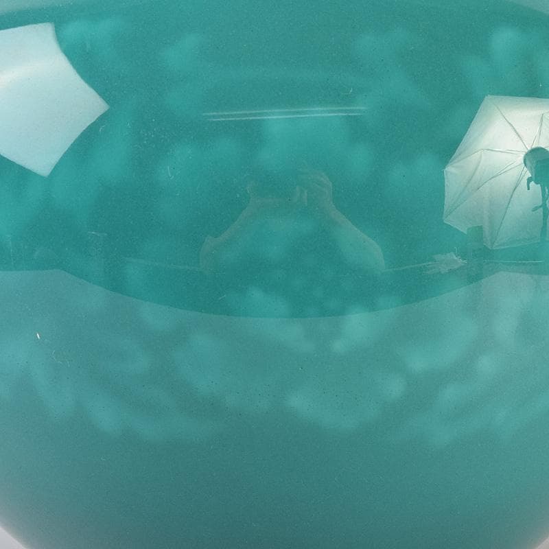 七宝焼　安藤七宝店　純銀刻印　翡翠釉　牡丹文　花瓶　M　R9621B