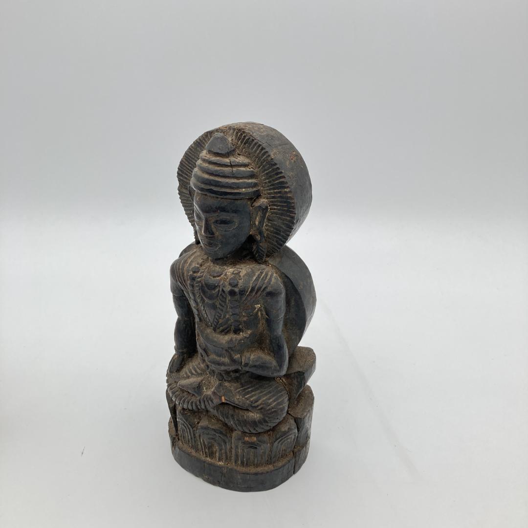 木彫　座仏　ラオス　東南アジア　時代物　高さ：約２３．５ｃｍ