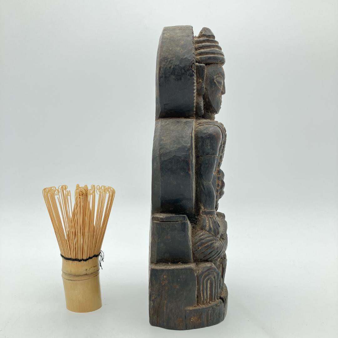 木彫　座仏　ラオス　東南アジア　時代物　高さ：約２３．５ｃｍ