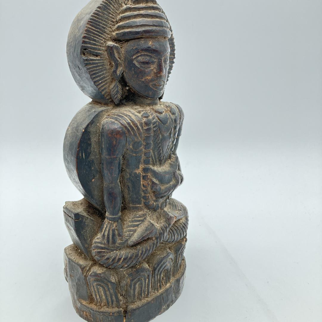 木彫　座仏　ラオス　東南アジア　時代物　高さ：約２３．５ｃｍ