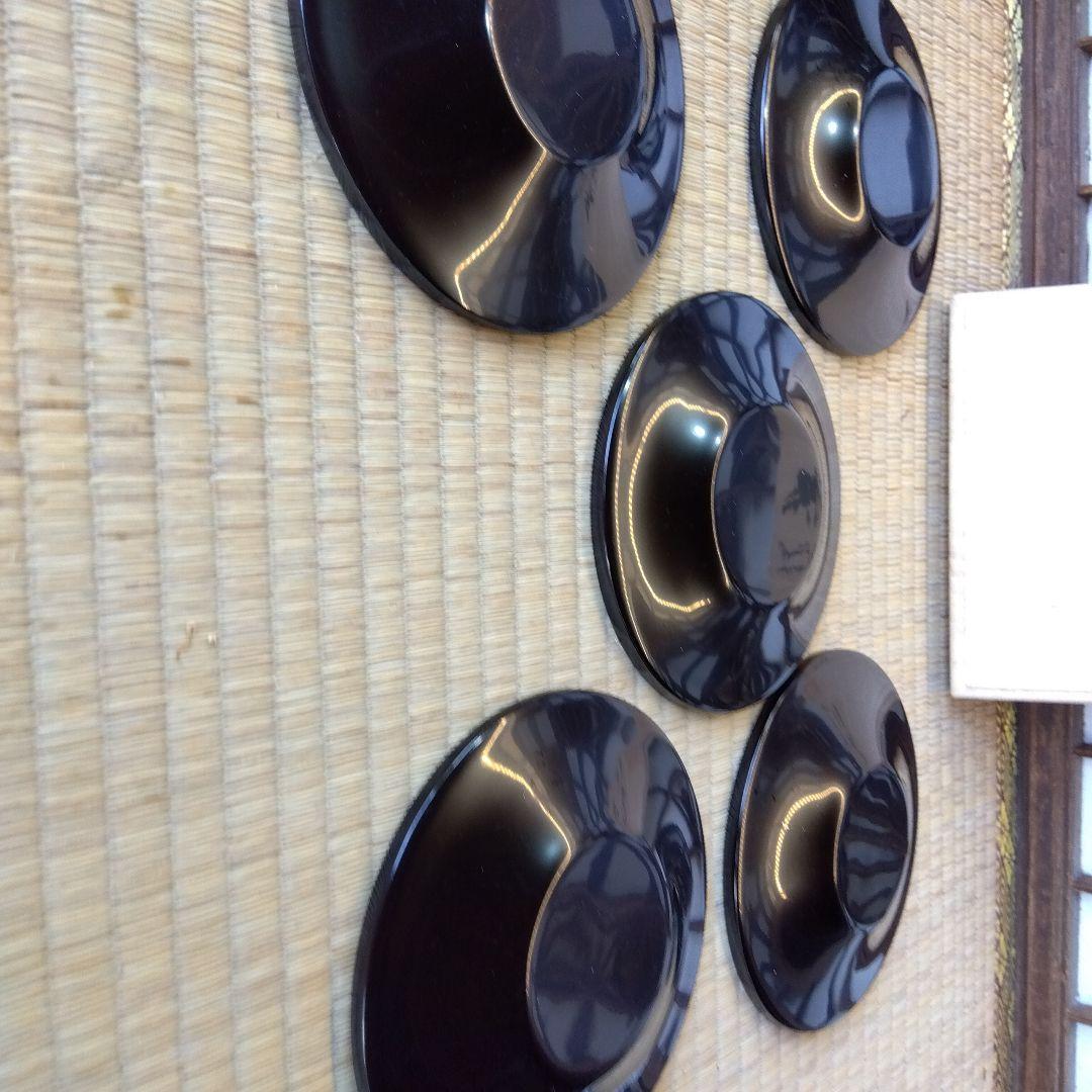 輪島塗　黒塗　蒔絵茶托５客　五里地作　漆器　布着堅地　煎茶器　共箱　美品