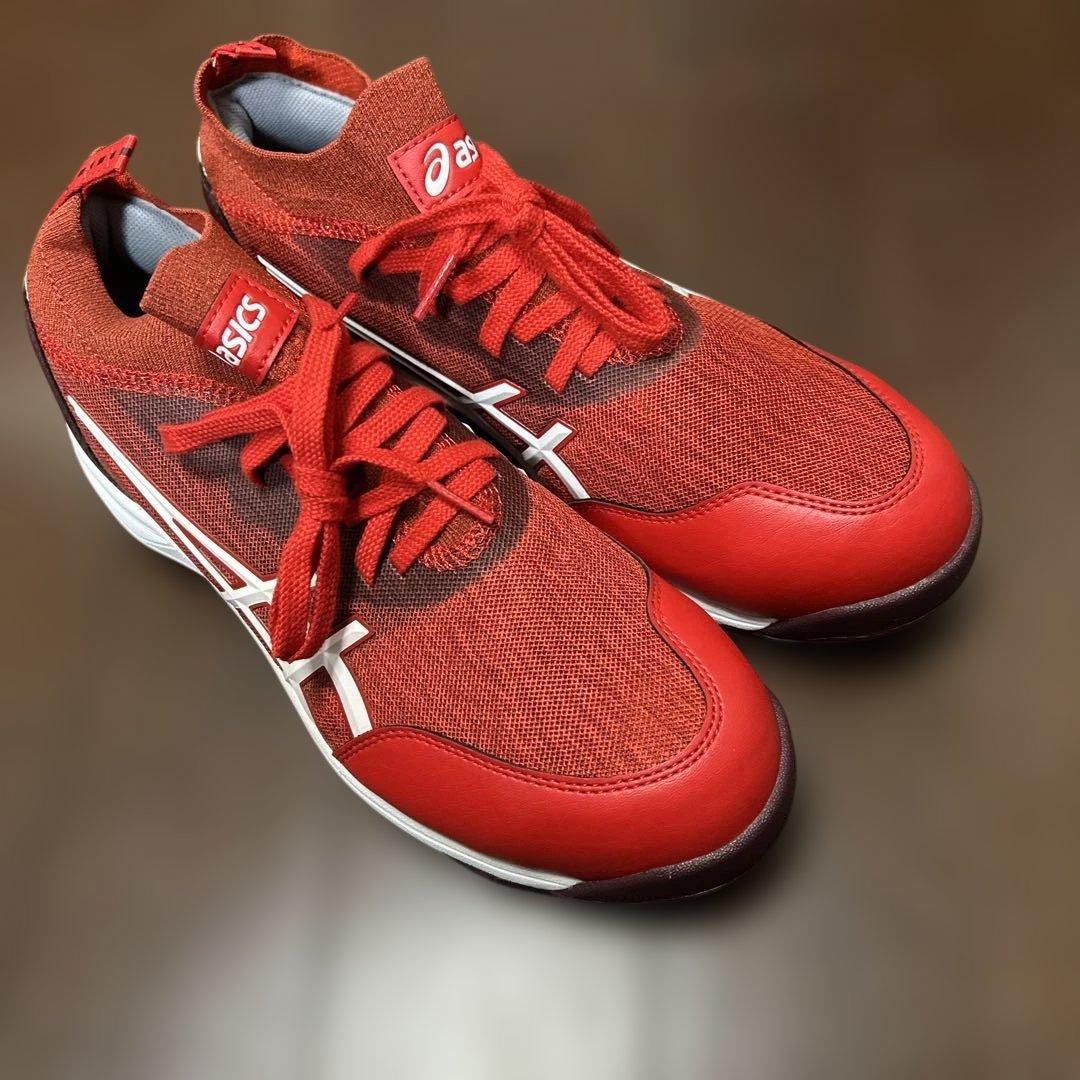 asics アシックス　安全靴　ウインジョブ　美品　25.5cm レッド