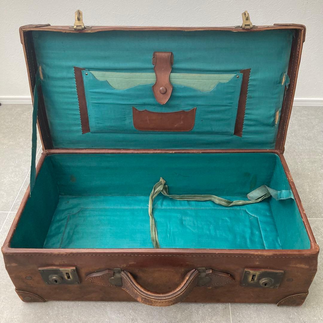 特大 ヴィンテージ レザー トランクケース トランクバッグ 65cm×35cm③