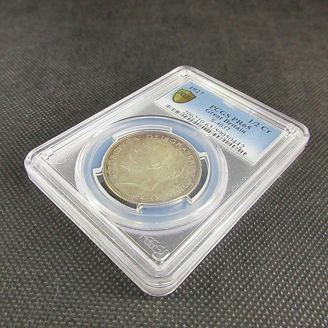 1927 イギリス 1/2クラウン 銀貨 ジョージ NGC アンティーク 