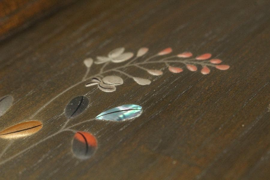 煎茶 草蒔絵 四方盆 時代物(K-YC701)