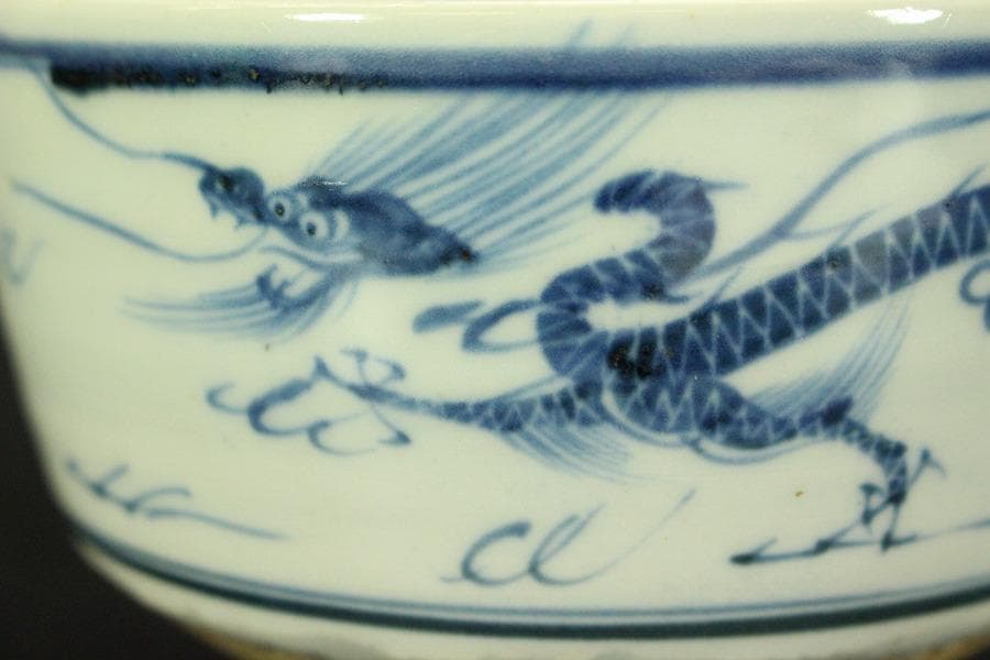 茶道具 龍画 茶碗 三世 三浦竹泉 共箱(ZE895)