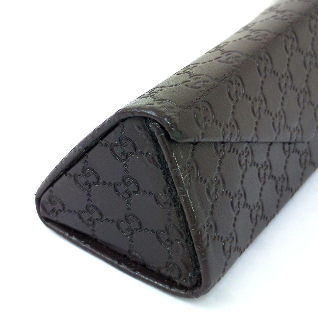 GUCCI グッチ メガネケース シマ レザー ダークブラウン グッチシマ