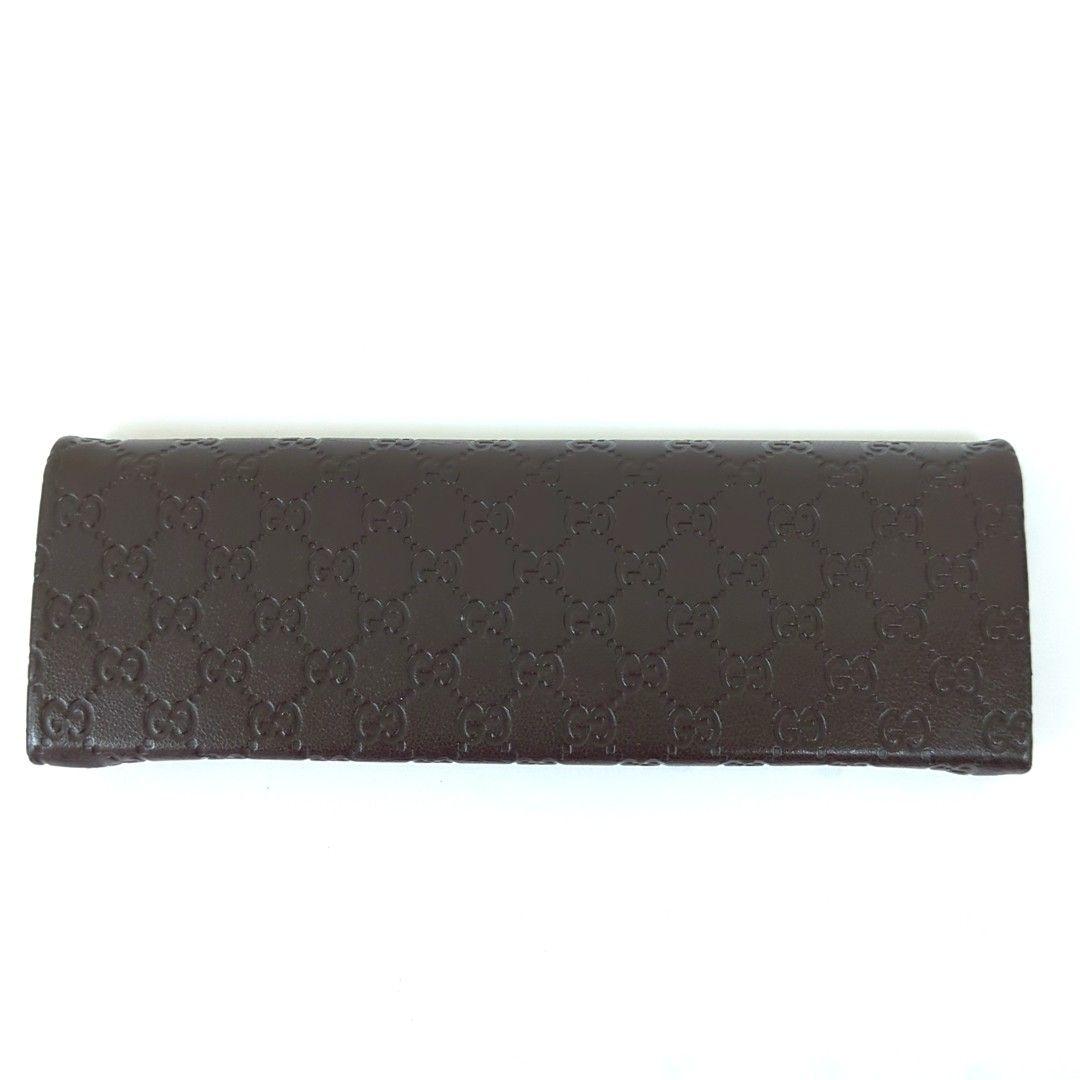 GUCCI グッチ メガネケース シマ レザー ダークブラウン グッチシマ
