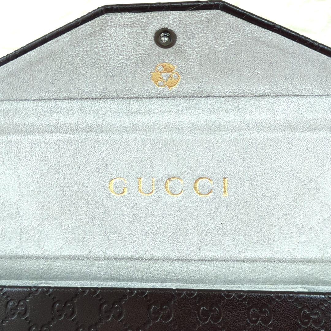 GUCCI グッチ メガネケース シマ レザー ダークブラウン グッチシマ
