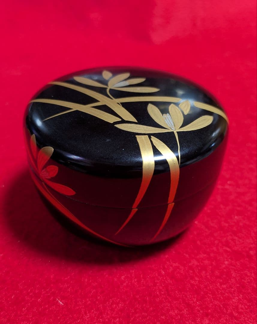 棗 工芸品/平棗/京都 伝統工芸師 表寛 蘭草花 蒔絵/茶道具/漆塗 棗 共箱