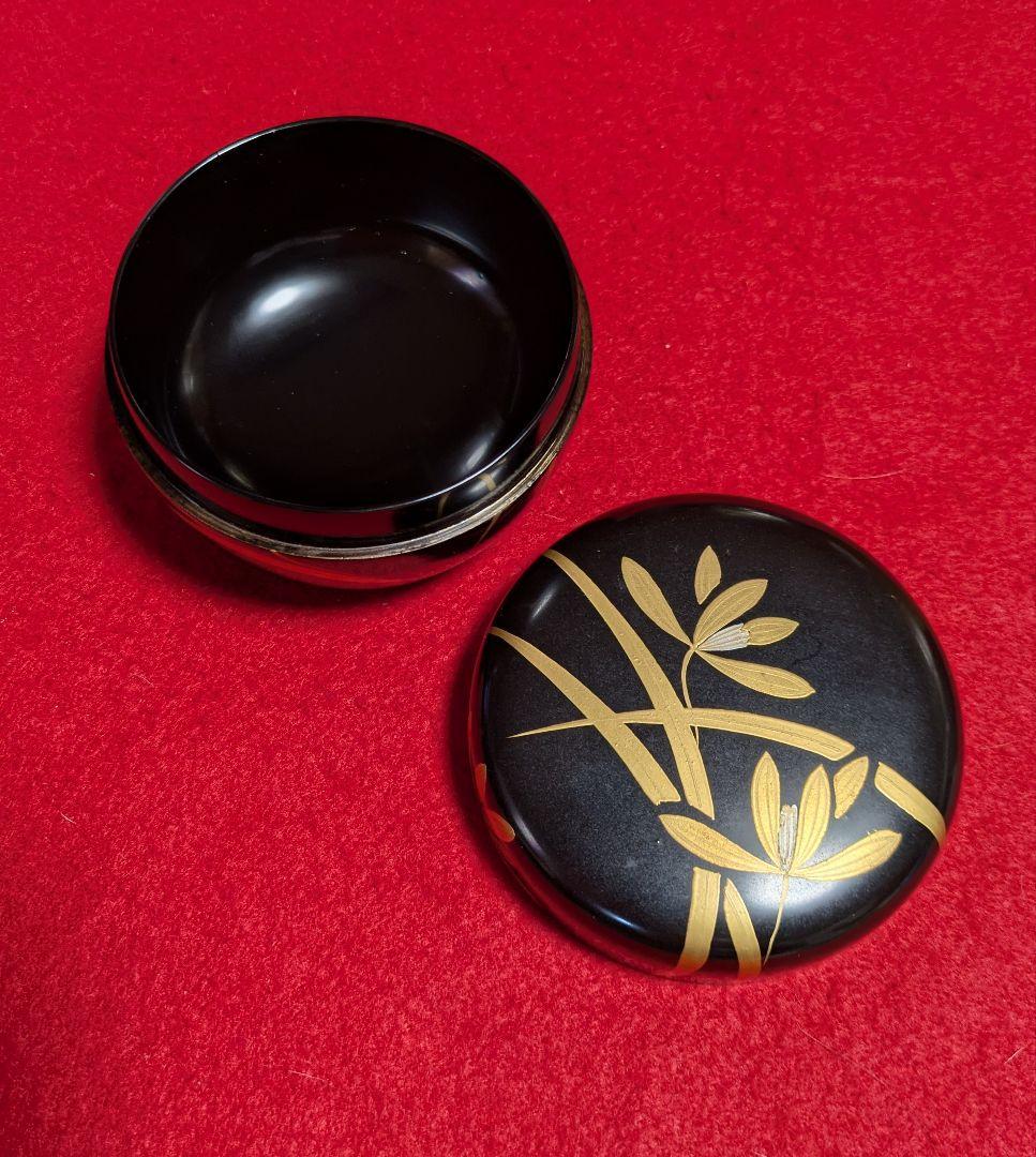 棗 工芸品/平棗/京都 伝統工芸師 表寛 蘭草花 蒔絵/茶道具/漆塗 棗 共箱