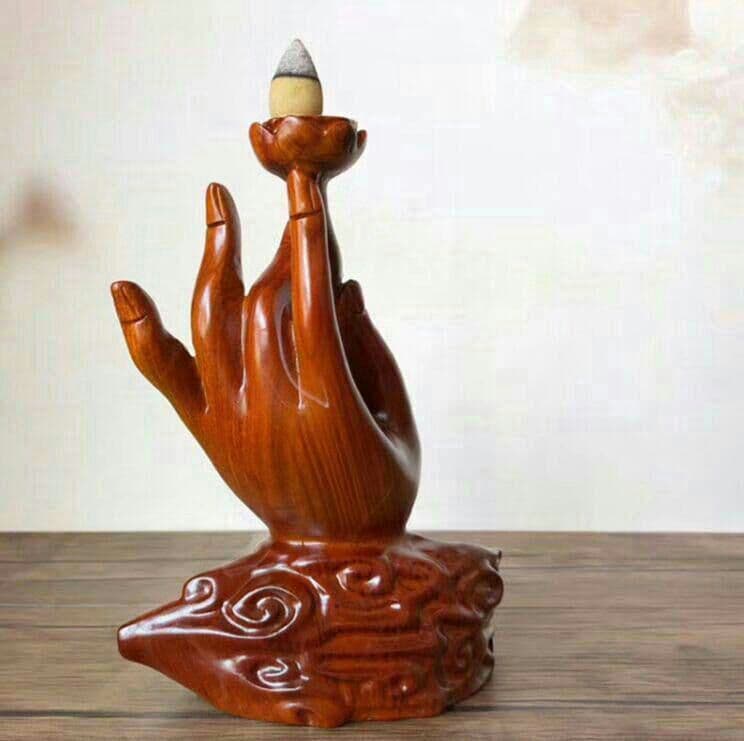 花梨木逆流香炉仏手莲花家用創意置物