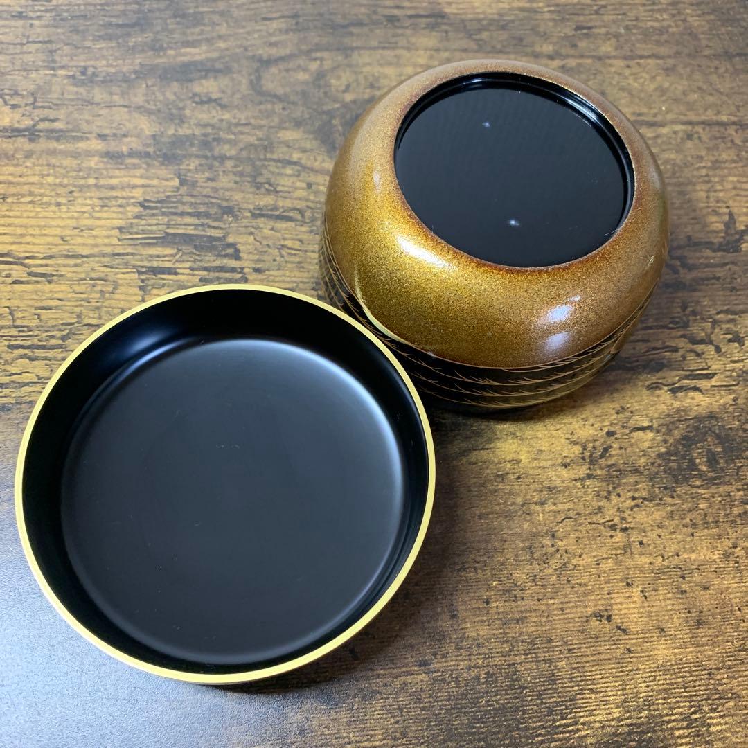 D-5 【極美品】茶道具 伝統工芸士 桂寛 作 老松蒔絵 平棗 共箱入 漆芸