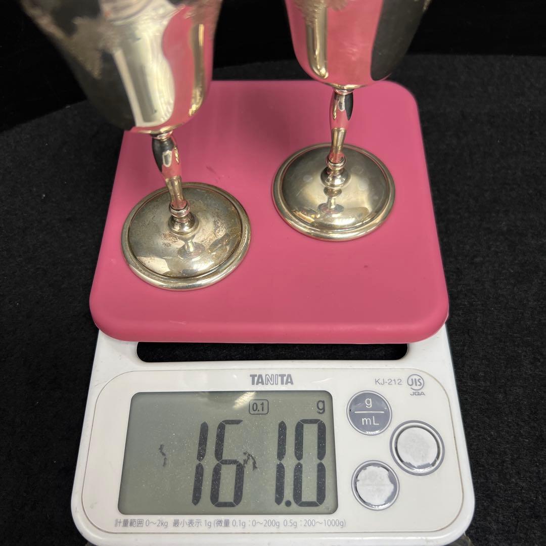 イギリス製　ライオンホールマーク　ぶどう文リキュールグラス2客　161.0g