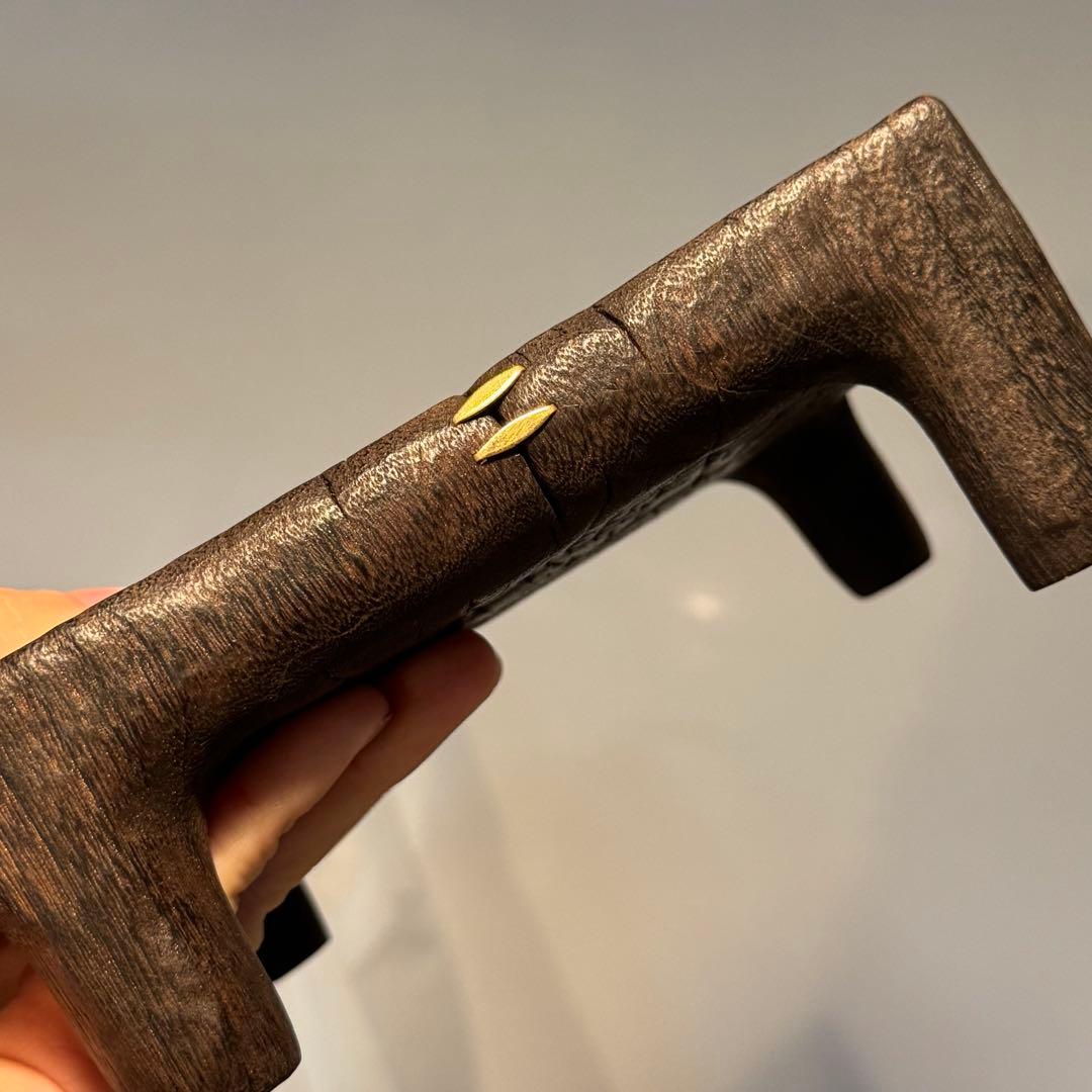 卓 花台 木製 香炉台 根卓 盆栽台 クスノキ14.8*12.4*6cm