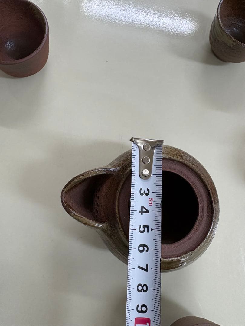【備前焼】宝瓶 煎茶器セット 湯呑五客 陶印「真」 煎茶道具 誂え箱