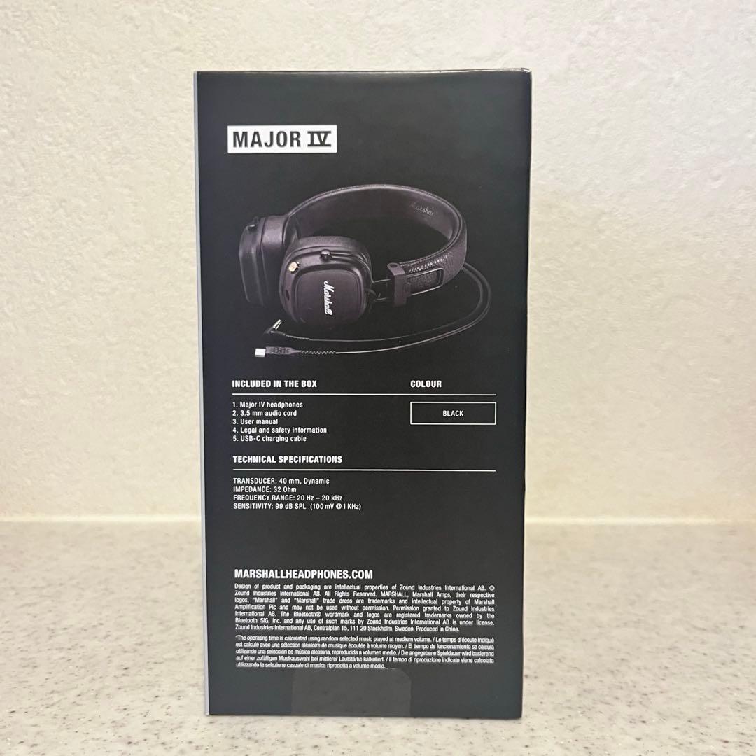【新品未開封】 Marshall Major IVワイヤレスヘッドフォンブラック