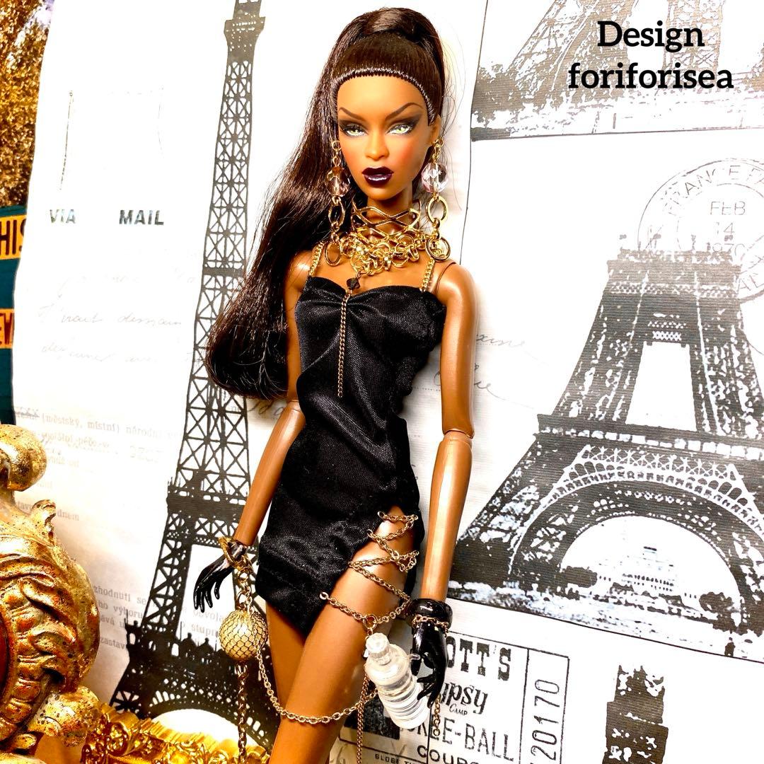 Cool black satin sexy dress★★★アクセ★★★