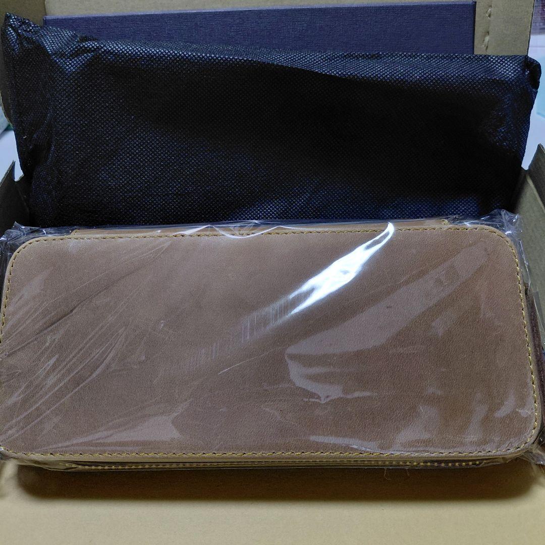 【新品未使用】バハギア　ペンケース　ラウンドジップ型　クレイジーホース　キャメル
