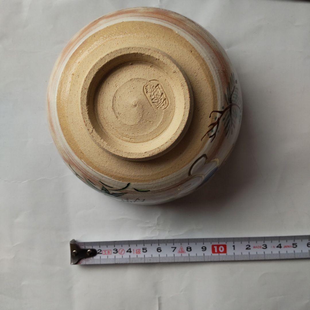 京焼 田中紫峰 作 色絵 獅子舞 松竹梅 茶道具 抹茶碗 茶碗 新品 未使用