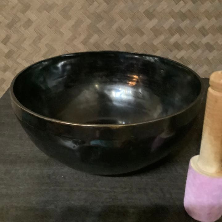 No13 チベット産 27.8cm チベタン シンギングボウル ブラックボウル