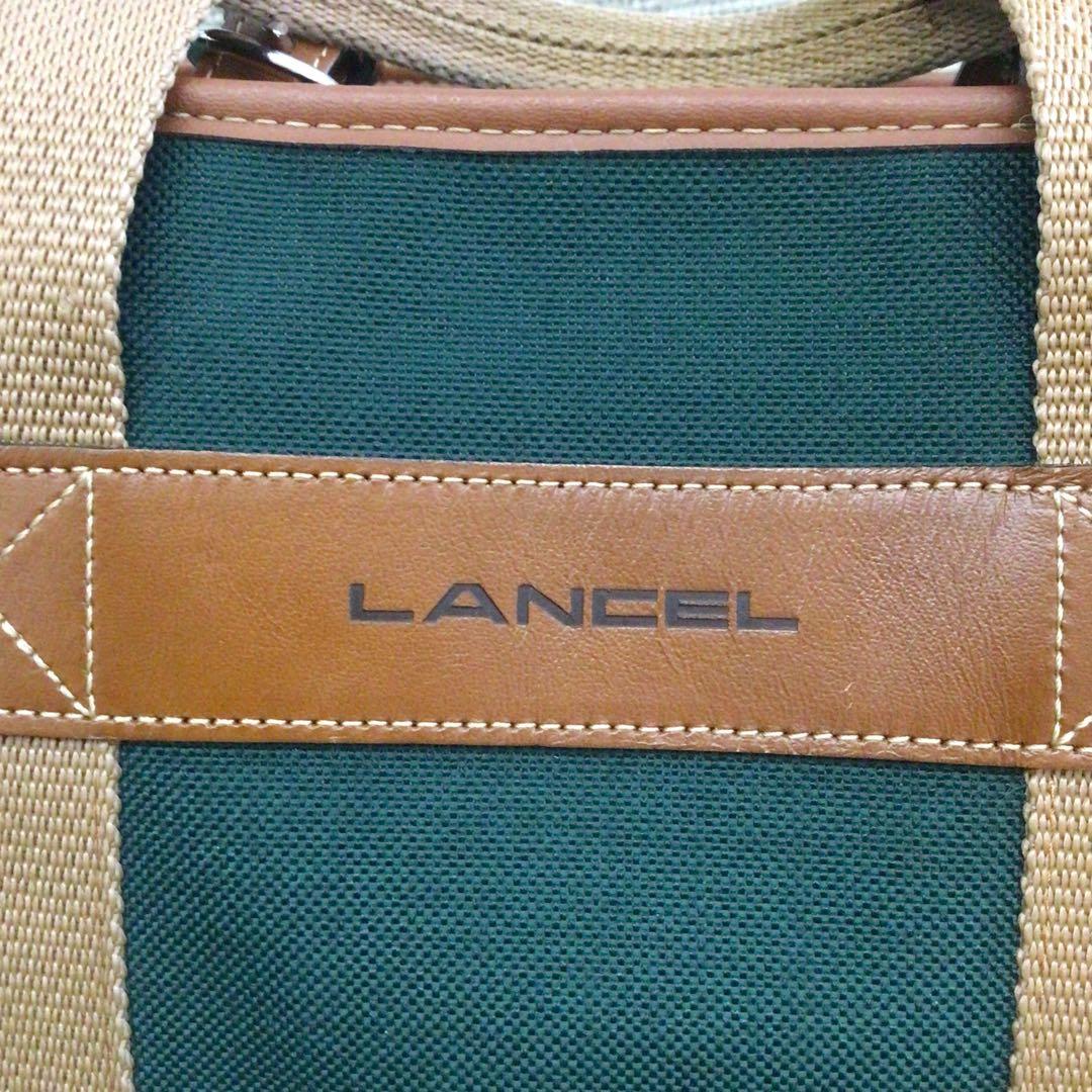 【希少】ランセル LANCEL キャンバス×本革 ボストンバッグ 緑