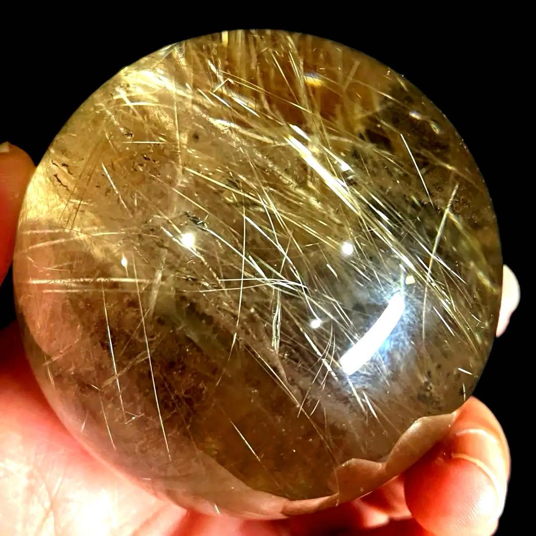 超大玉　62mm ゴールドルチルクォーツ　金針水晶　パワーストーン
