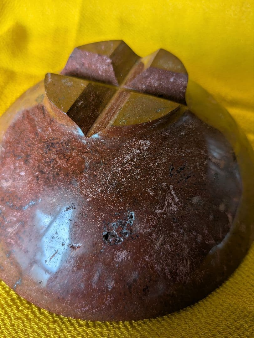 抹茶茶碗、石彫刻茶碗、赤石茶碗、倉田辰彦作、日本製
