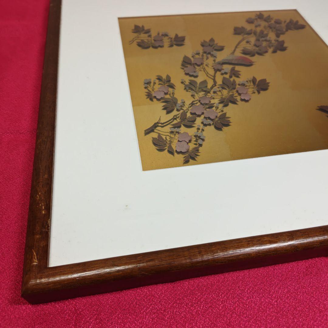 箔一　金沢箔　立体パネル　花見鳥