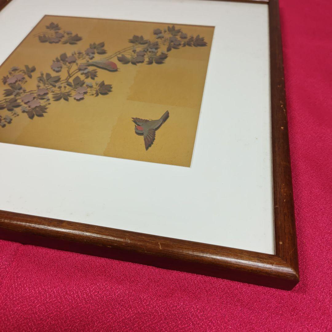 箔一　金沢箔　立体パネル　花見鳥