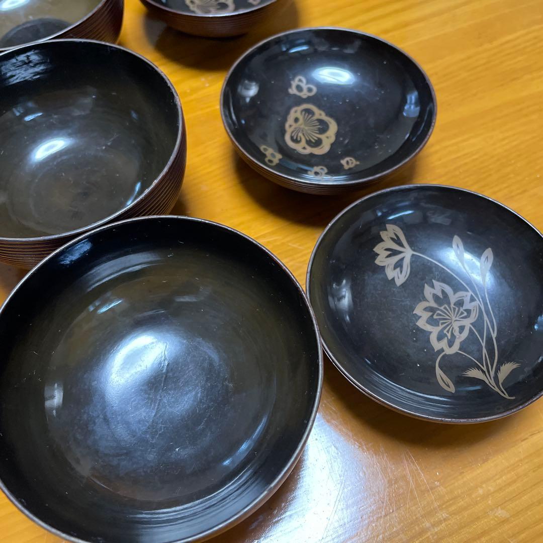 吸い物椀　吸物椀　10客　蒔絵金彩細工　蓋付き椀