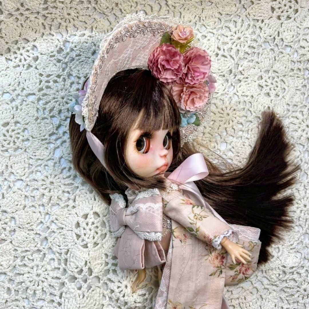 ドール　ロリータエプロンドレス着物5点セット《薔薇》
