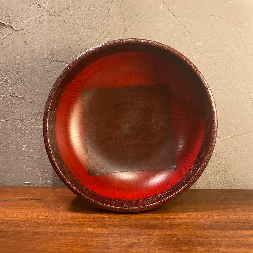 会津塗 鈴木誠一郎作 紅布着 八寸深鉢 漆器 菓子鉢 インテリアトレイ 伝統工芸