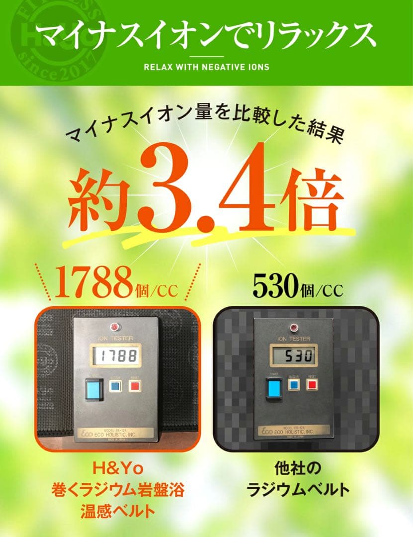 【試着のみ】H&Yo ラジウム岩盤浴ベルト ホルミシス効果 ラジウム サポーター
