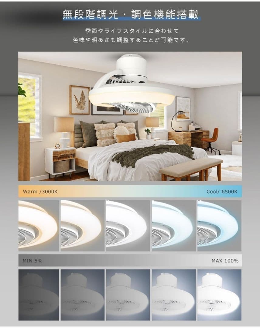 【Alexa・Google 対応】シーリングファンライト LED 首振り