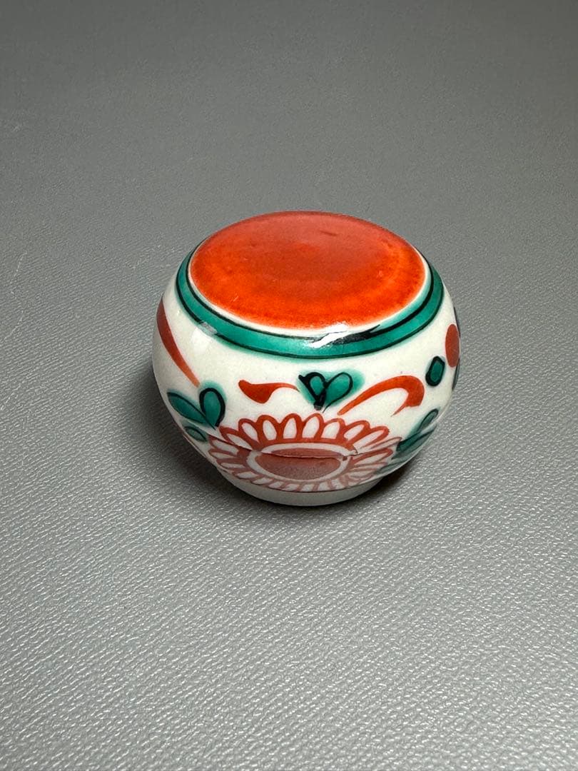赤玉　香合　犬山焼き　犬山本窯　共箱　共布　美品　お茶道具