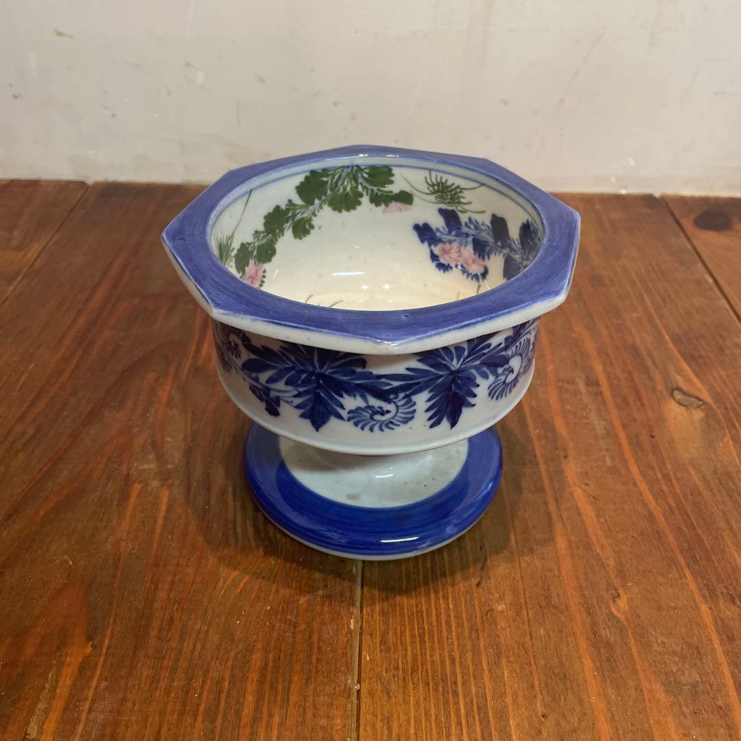 美品　古伊万里　色絵杯洗　盃洗　明治時代頃　伊万里焼　はいせん　花の絵柄が華やか