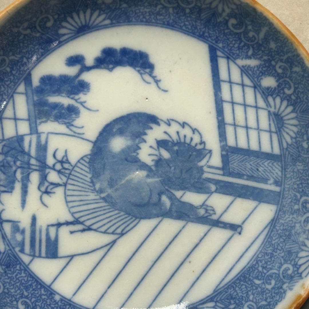 印判小皿　ネコ