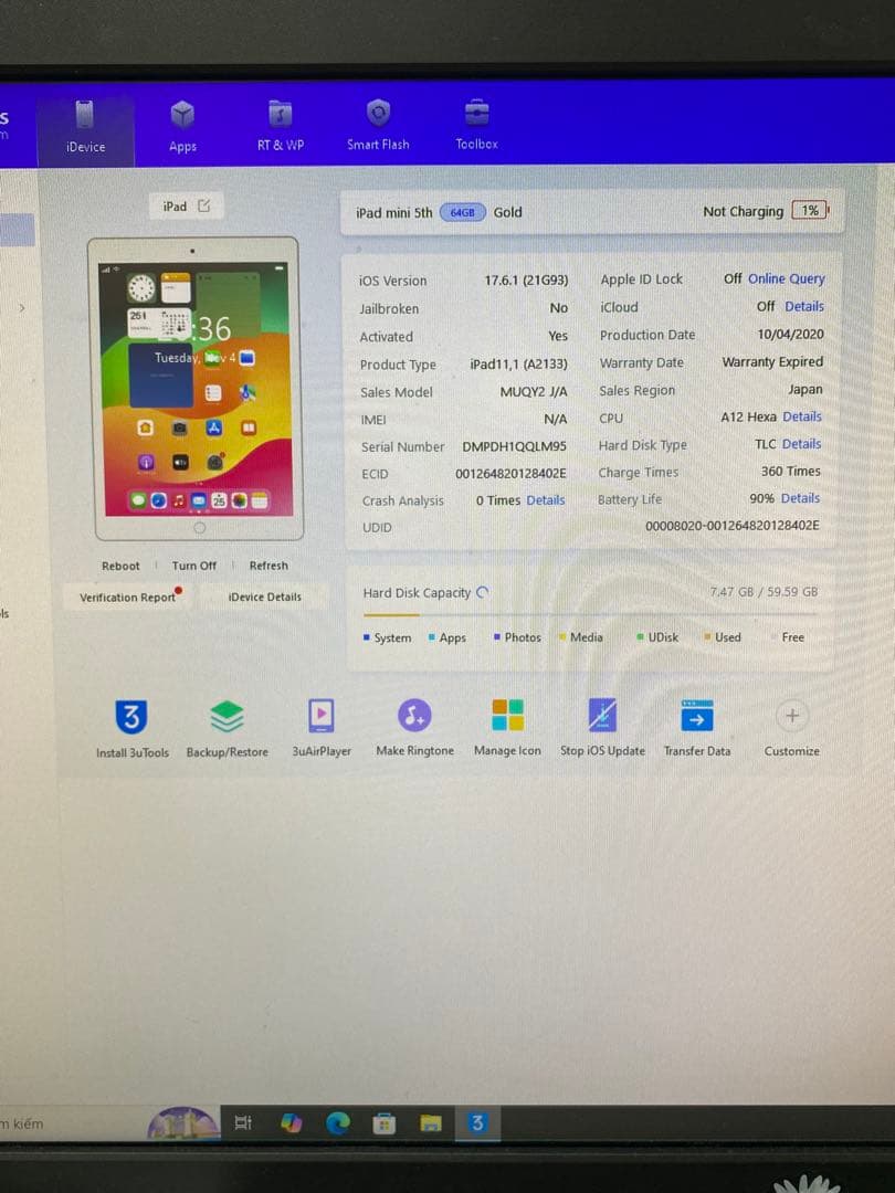 iPad mini 5 64GB ゴールド QLM95