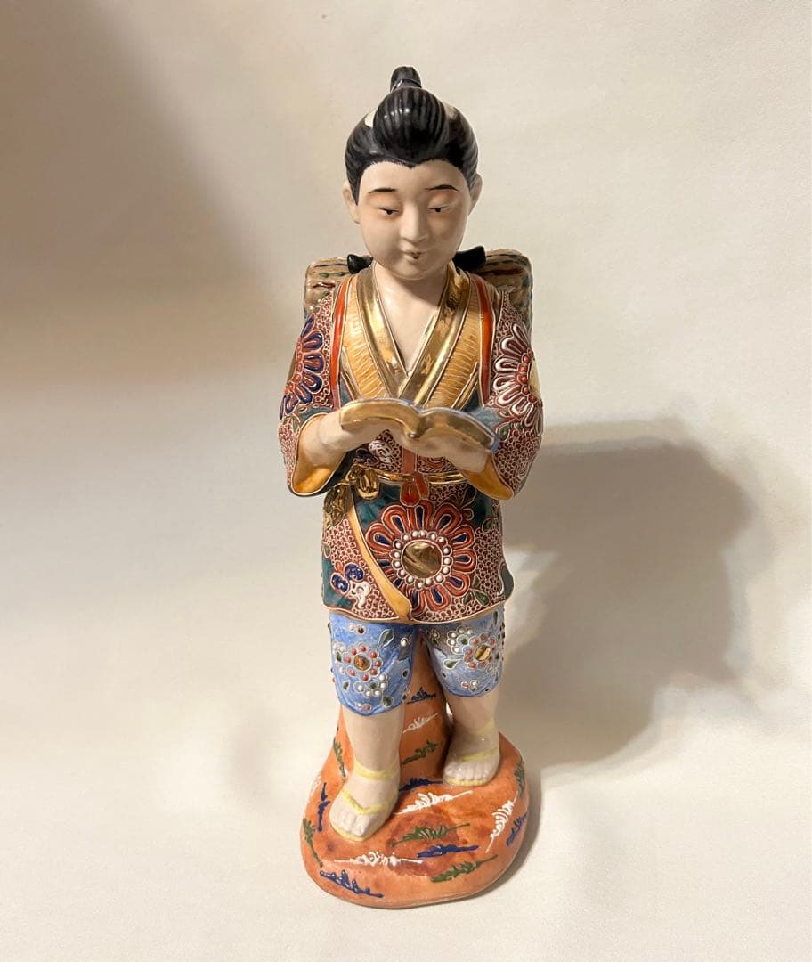 九谷焼 二宮金次郎 金彩 色彩 置物 縁起物 陶磁器 時代物 色絵 インテリア