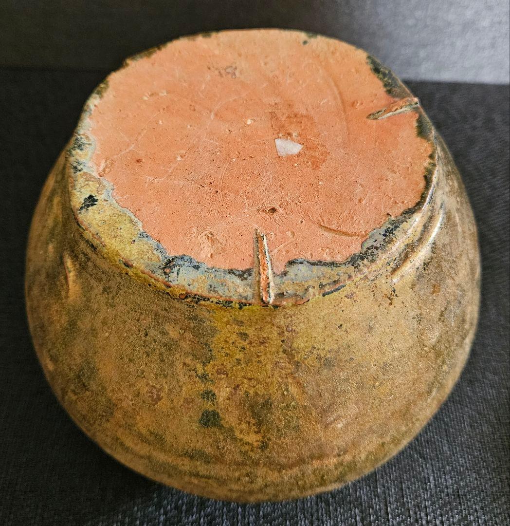 【古代中国古陶磁器】中国古美術　漢時代　漢緑釉褐釉　丸形　ハレーション　壺