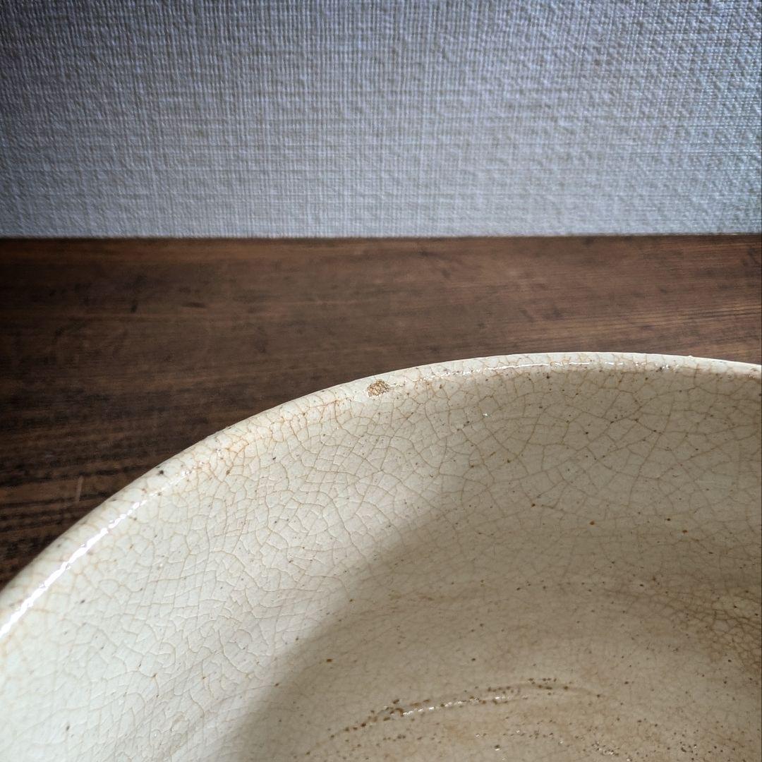 【骨董】時代 抹茶碗 日の出波文 京焼 時代物 茶道具 貫入 11cm