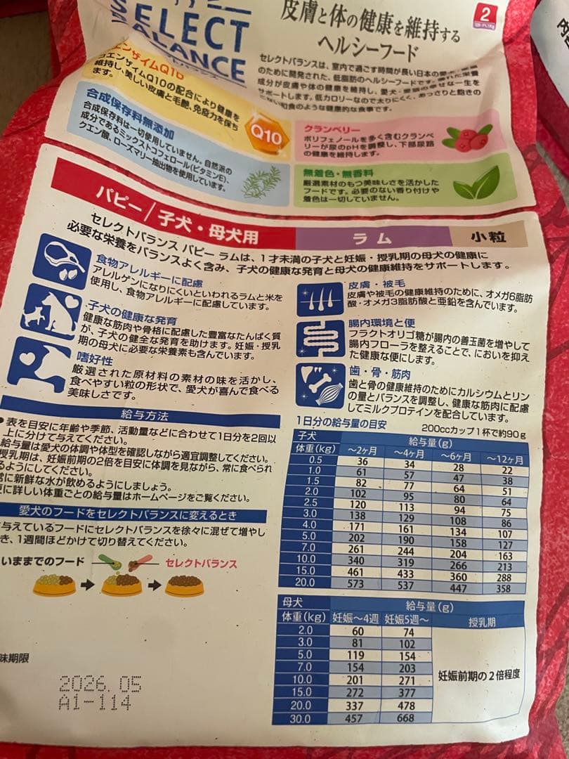 SELECT BALANCE 子犬・母犬用 パピーラム　ドライフード