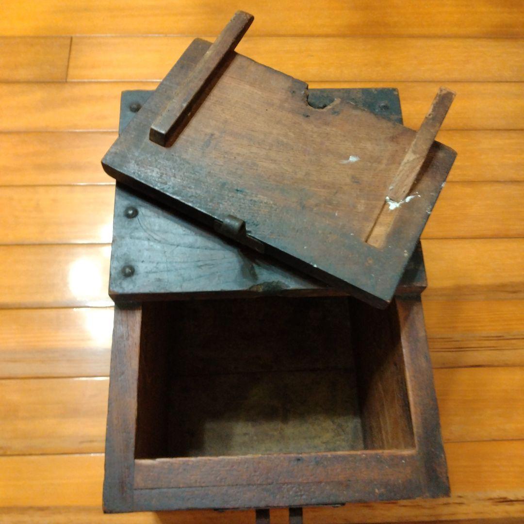 天明参年1783年蔵出し銭箱　賽銭箱　帳箱　木製金庫古民具江戸時代物アンティーク