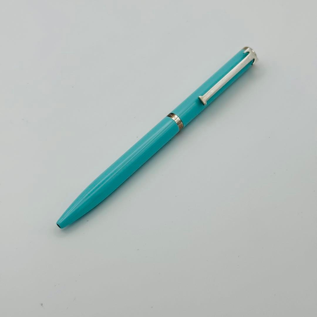 美品 ティファニー Tクリップ ボールペン SV925 シルバー ブルー 文房具